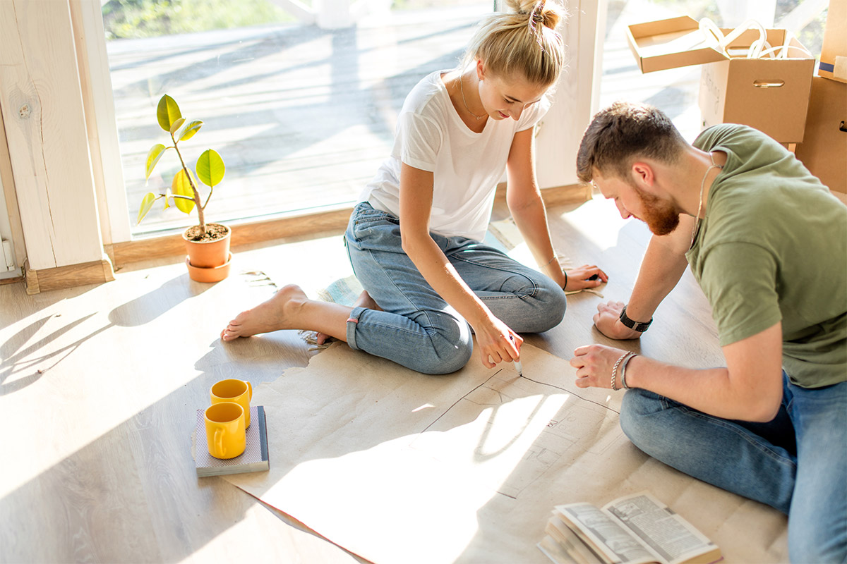 Couple Relaxing Planning At Home